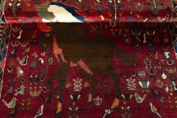 Full view of 2000s Shiraz rug from Iran / Persia, 190 × 118 cm in Red tones