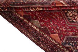 Full view of 2000s Shiraz rug from Iran / Persia, 265 × 176 cm in Red tones