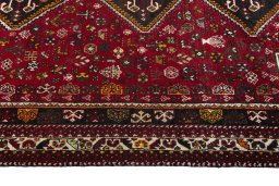 Close-up detail of 2000s Shiraz rug from Iran / Persia showing Wool weave