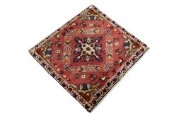 Close-up detail of 2000s Shiraz rug from Iran / Persia showing Wool weave