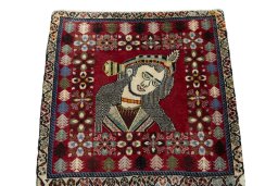 Surface texture of 2000s Shiraz rug with natural Wool and intricate pattern