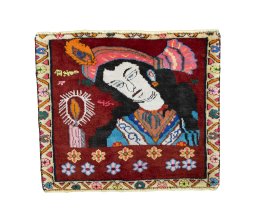 Full view of 2000s Shiraz rug from Iran / Persia, 45 × 52 cm in Red tones