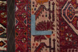 Close-up detail of 2000s Shiraz rug from Iran / Persia showing Wool weave