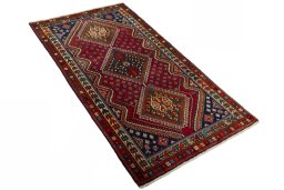 Close-up detail of 2000s Shiraz rug from Iran / Persia showing Wool weave