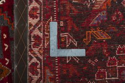 Close-up detail of 2000s Shiraz rug from Iran / Persia showing Wool weave