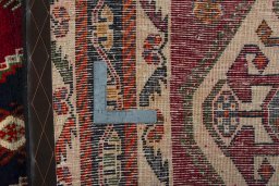 Close-up detail of 2000s Shiraz rug from Iran / Persia showing Wool weave