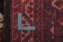 Surface texture of 2000s Shiraz rug with natural Wool and intricate pattern