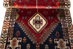 Full view of 2000s Shiraz rug from Iran / Persia, 192 × 100 cm in Red tones
