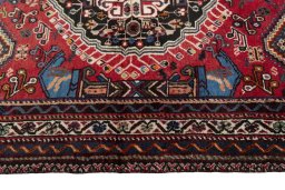 Full view of 2000s Shiraz rug from Iran / Persia, 168 × 115 cm in Red tones