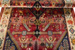 Full view of 2000s Shiraz rug from Iran / Persia, 233 × 156 cm in Red tones