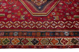 Full view of 2000s Shiraz rug from Iran / Persia, 261 × 173 cm in Red tones