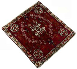 Close-up detail of 2000s Shiraz rug from Iran / Persia showing Wool weave