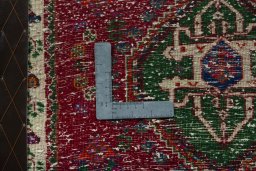Backside of handmade 2000s Shiraz rug showing knot structure and weave density