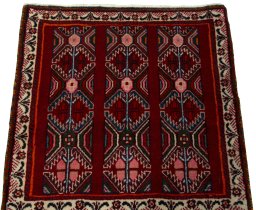 Surface texture of 2000s Shiraz rug with natural Wool and intricate pattern