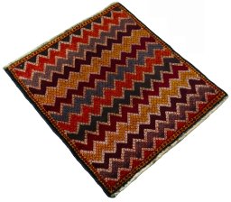 Close-up detail of 2000s Shiraz rug from Iran / Persia showing Wool weave