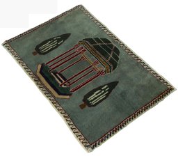 Corner detail of 2000s Shiraz rug showing border pattern and Wool pile