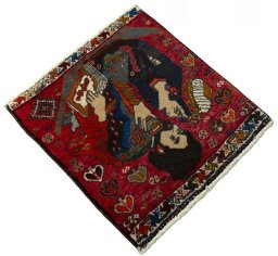 Close-up detail of 2000s Shiraz rug from Iran / Persia showing Wool weave