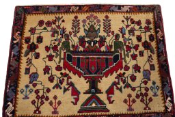 Surface texture of 2000s Shiraz rug with natural Wool and intricate pattern