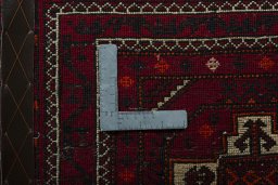 Backside of handmade 2000s Shiraz rug showing knot structure and weave density