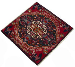 Close-up detail of 2000s Shiraz rug from Iran / Persia showing Wool weave