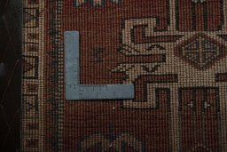 Backside of handmade 2000s Shiraz rug showing knot structure and weave density