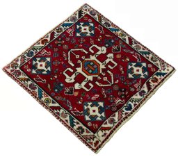 Close-up detail of 2000s Shiraz rug from Iran / Persia showing Wool weave