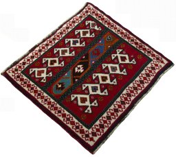 Close-up detail of 2000s Shiraz rug from Iran / Persia showing Wool weave