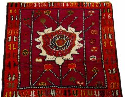 Surface texture of 2000s Shiraz rug with natural Wool and intricate pattern
