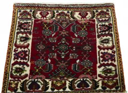 Surface texture of 2000s Shiraz rug with natural Wool and intricate pattern