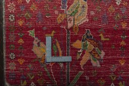 Backside of handmade 2000s Shiraz rug showing knot structure and weave density