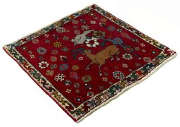 Close-up detail of 2000s Shiraz rug from Iran / Persia showing Wool weave