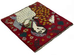 Close-up detail of 2000s Shiraz rug from Iran / Persia showing Wool weave