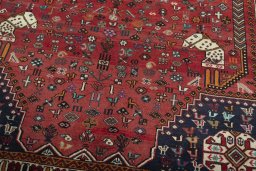 Close-up detail of 2000s Shiraz rug from Iran / Persia showing Wool weave