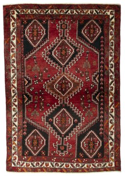 Full view of 2000s Shiraz rug from Iran / Persia, 170 × 115 cm in Red tones