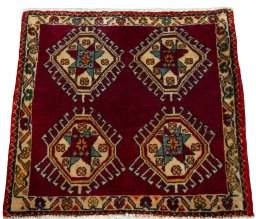 Surface texture of 2000s Shiraz rug with natural Wool and intricate pattern