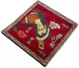Close-up detail of 2000s Shiraz rug from Iran / Persia showing Wool weave