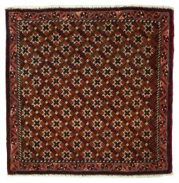 Full view of 2000s Shiraz rug from Iran / Persia, 61 × 62 cm in Red tones