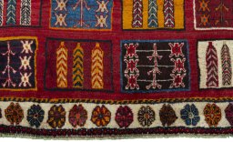 Central medallion detail of 2000s Shiraz rug from Iran / Persia