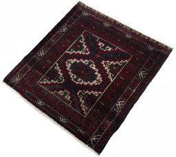 Corner detail of 2000s Shiraz rug showing border pattern and Wool pile
