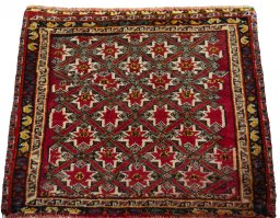 Surface texture of 2000s Shiraz rug with natural Wool and intricate pattern