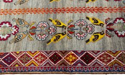 Close-up detail of 1970s Shiraz rug from Iran / Persia showing Wool weave