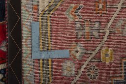 Surface texture of 1970s Shiraz rug with natural Wool and intricate pattern