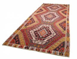Close-up detail of 1950s Sirjan rug from Iran / Persia showing Wool weave