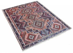 Corner detail of 1970s Sirjan rug showing border pattern and Wool pile