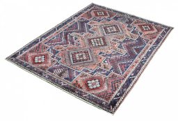 Close-up detail of 1970s Sirjan rug from Iran / Persia showing Wool weave
