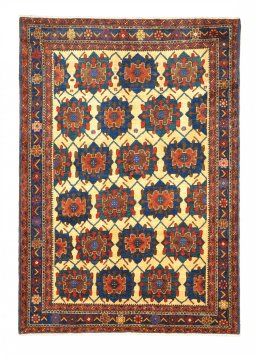 Full view of 1970s Sirjan rug from Iran / Persia, 203 × 143 cm in Beige tones