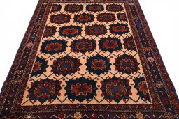 Surface texture of 1970s Sirjan rug with natural Wool and intricate pattern