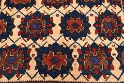 Backside of handmade 1970s Sirjan rug showing knot structure and weave density