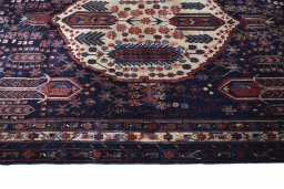 Full view of 2000s Sirjan rug from Iran / Persia, 210 × 154 cm in Blue tones