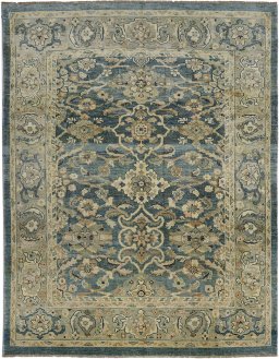 Full view of New Sultanabad rug from Iran / Persia, 345 × 265 cm in Blue tones